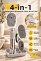 4-in-1 Dish Brush Set with Detergent Container – Kitchen Cleaning Brush with 4 Different Heads, Stand, and Sponge