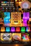 360 with Rgb Leds °   Rotating Glass Cup Set – 2 Different Patterns, 2 Bowls, 2 Coasters in Gift Box - 4