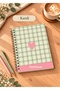 Plaid Heart Detail Themed Set of 2 A5 Metal Spiral Lined-Checkered Cardboard Cover Plaid Heart Detail Themed Set of 2 A5 Lined-Checkered Notebook - 2