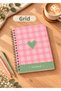 Plaid Heart Detail Themed Set of 2 A5 Metal Spiral Lined-Checkered Cardboard Cover Plaid Heart Detail Themed Set of 2 A5 Lined-Checkered Notebook - 3