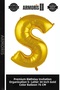 Premium Birthday Invitation Organization S- Harf 34 Inch Gold Color Balloon 76 cm