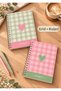 Plaid Heart Detail Themed Set of 2 A5 Metal Spiral Lined-Checkered Cardboard Cover Plaid Heart Detail Themed Set of 2 A5 Lined-Checkered Notebook