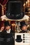 Black Cylinder British Party Hat 16cm Height Unisex Stage and Show Costume Hat - 6