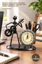 2 Pieces Metal Musician Pen Holder with Clock – Desktop Organizer and Clock, Pen Holder, Office Decor Gift