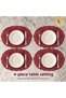 Burgundy Bowknot Patterned Oval Faux Leather Supla American Service Wipeable Plate Mat - 4
