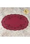 Burgundy Bowknot Patterned Oval Faux Leather Supla American Service Wipeable Plate Mat