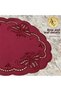 Burgundy Bowknot Patterned Oval Faux Leather Supla American Service Wipeable Plate Mat - 5