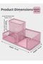 Metal File 3 Compartment Desktop Organizer Pen Holder Note Holder Set Pastel Pink - 6