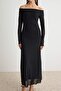 Black Stone Printed Long Sleeve Shift Cut Maxi Evening & Graduation Dress Tpraw27Ae00038 - 3