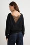 Black Soft Textured Back Lace Detailed Boat Neck Bluzan Knitwear Sweater Twoaw27Kz00103 - 4