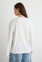 Ekru %100 Pamuk Oversize Geniş Kesim Uzun Kollu Örme T-Shirt TWOAW27TS00118 - 4