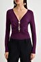 Plum Plain V-Neck Long Knitted Sandy Body Tpraw27Bd00022 - 3