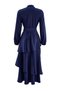 Navy Blue Skater Skirt Layered Satin Woven Hijab Evening Dress Tctss26Db00020 - 7