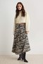 Black and White Zebra Patterned Maxi Satin Skirt Twoaw27Et00159