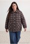Brown Plaid Regular Fit Quilted Oversized Coat Twoaw27Aw00034 - 2