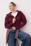 Mürdüm Crop Oversize Örme Hırka/Sweatshirt TWOAW25SW00302