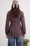 Brown Blue Waist Tie Detailed Striped Woven Shirt Tctss25Tg00003 - 2