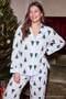 More Sustainable Ekru Gömlek Yaka Bel Lastikli Büyük Beden Dokuma Pijama Takımı TBBAW27AI00066