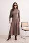 Mink Pleated Maxi Length High Collar Body-Hugging Knitwear Hijab Dress Tctaw27Eb00044 - 2