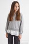 Gray Girls' Lace Detailed Knitted Sweatshirt Tkdaw27Sw00118 - 2