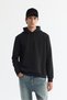 Men's Black Hooded Printed Elastane Regular Fit Sweatshirt A42Y1332