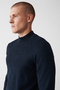 Men's Indigo Half Turtleneck Woolen Front Patterned Knitwear Sweater A32Y5193 - 2