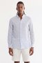 Men's Blue Plaid Patchwork Linen Blend Regular Fit Shirt A41Y2052
