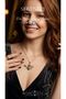 Black Line Pattern Zircon Stone Steel Necklace with Bee Figure - 3