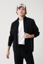 Men's Black Stand Collar Zippered Printed Regular Fit Sweatshirt A41Y1230