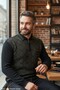 Men's Black Anti-Pilling Polo Collar Half-Zip Knit Sweater with Pockets - 4
