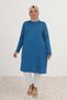 38501 Plus Size Basic Combed Cotton Tunic - Petrol - 2