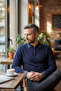 Men's Navy Blue Non-Pilling Anti-Pilling Standard Fit Regular Cut Polo Collar Knitwear Sweater - 3