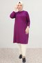 38501 Büyük Beden Basic Penye Tunik - Mor