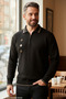 Men's Black Anti-Pilling Polo Collar Half-Zip Thick Knit Patterned Winter Knitwear Sweater Long Sleeve Intersia Top Clothing Old Money Regular Fit Classic Cut Kml120 - 2