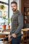 Men's Gray Non-Pilling Patterned Polo Collar Knit Sweater - 2