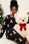 Black Christmas Themed Patterned Thermal Fabric Ultra Soft Knitted Pajama Set