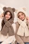 Hooded Plush Beanie Scarf Women's Welsoft Fleece Kaşkol Neck Collar Shawl Windproof Hat with Ears - 4