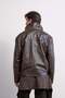 Men's Boxy Fit Leather Jacket with Metal Buckle in Brown - 7