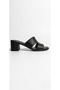 Black Women's Genuine Leather Heeled Slippers 617.1562 - 2