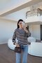 Coffee Striped Crew Neck Long Sleeve Tshirt - 2