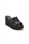 Black Women's Genuine Leather Heeled Slippers 617.9628 - 2