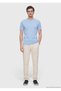 Light Blue Plain Crew Neck T-Shirt - 3