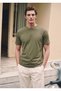 Khaki Plain Crew Neck T-Shirt - 2
