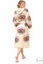 Women's Pink Purple Eye Evil Eye Stone Print 100% Cotton Muslin Below Knee Beach Bathhouse Kimono Hooded Bathrobe - 5