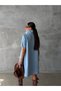Women's Denim Mini Dress with Chest Pockets and Snap Fasteners, Cotton, Loose Fit - 7