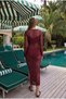 Women's Transparent Openwork Knitwear Beach Dress Long Sleeve Midi Length Slit Summer Pareo Holiday Dress - 7