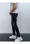 Men's Smoked Text Printed Ripped Detail Slim Fit Skinny Jean Trousers - 4
