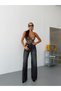 Women's High Waist V-Roched Western Detailed Wide Leg Straight Cut Jeans - 6