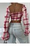 Plaid Patterned Cotton Crop Bustier - 3