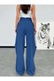 High Waist Oversized Cut Beige Palazzo Pants - 3